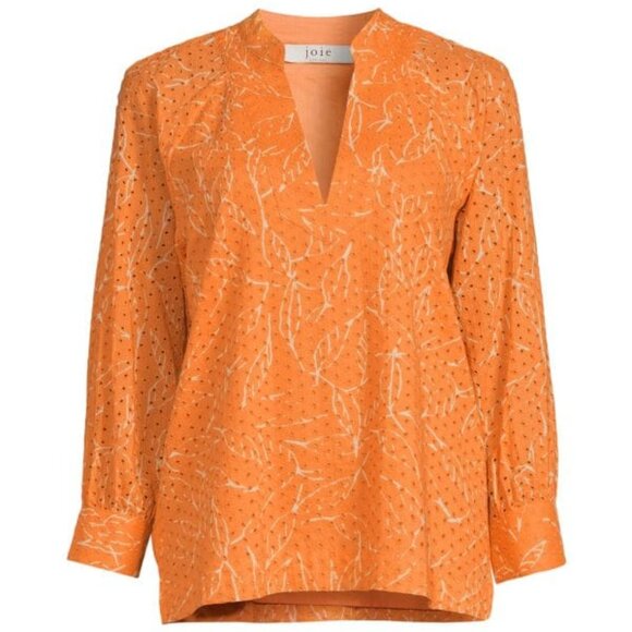 Joie Tops - JOIE Perci Leaf Print Eyelet Top